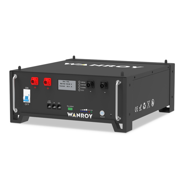 WANROY 51,2V 100Ah LiFePO4 Battery 5,12kWh ESS With Built-In 100A BMS, With LCD Screen