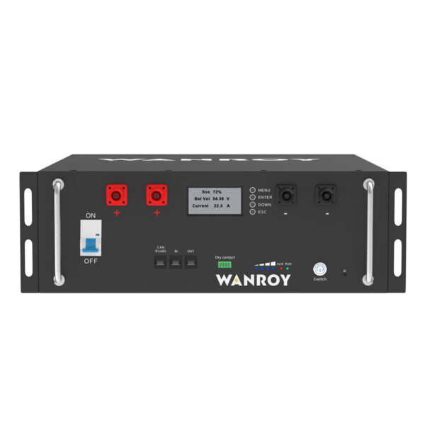 WANROY 51,2V 100Ah LiFePO4 Battery 5,12kWh ESS With Built-In 100A BMS, With LCD Screen - Image 2