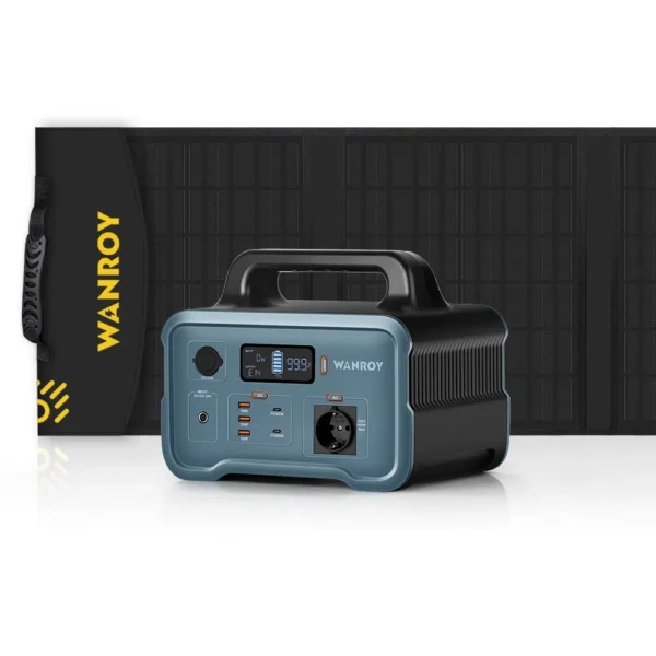 WANROY 600W/648Wh Portable Power Station + 100W Solar Panel